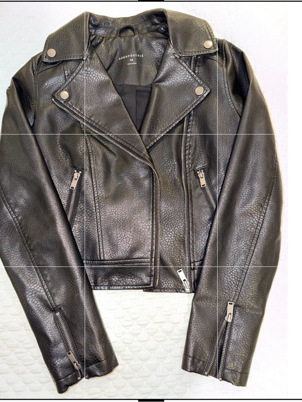 Aeropostale Black Faux Leather Moto Biker Jacket
